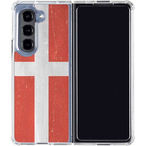 Denmark Flag Distressed Galaxy Z Fold5 5G Clear Case